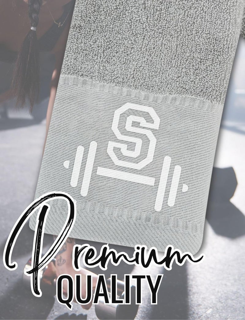 CybGene Gym Towel, Personalized Workout Gifts for Men, Women, Sports Lover, Exercise Fitness Gift for Gym Enthusiast on Birthday, Christmas, Soft and Absorbent Towel, Gray, Initial W - Image 5